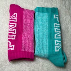 Victoria’s Secret PINK Crew Socks Pink & Blue OS